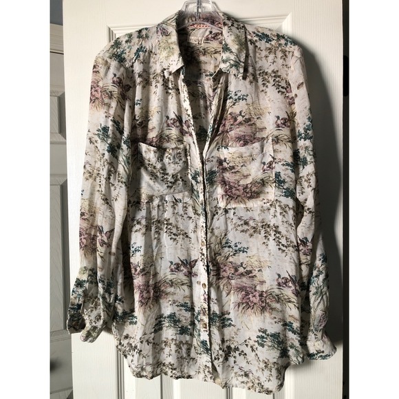 Anthropologie Pilcro The Romy Button Down Relaxed Floral Shirt Womens Small - Picture 5 of 11